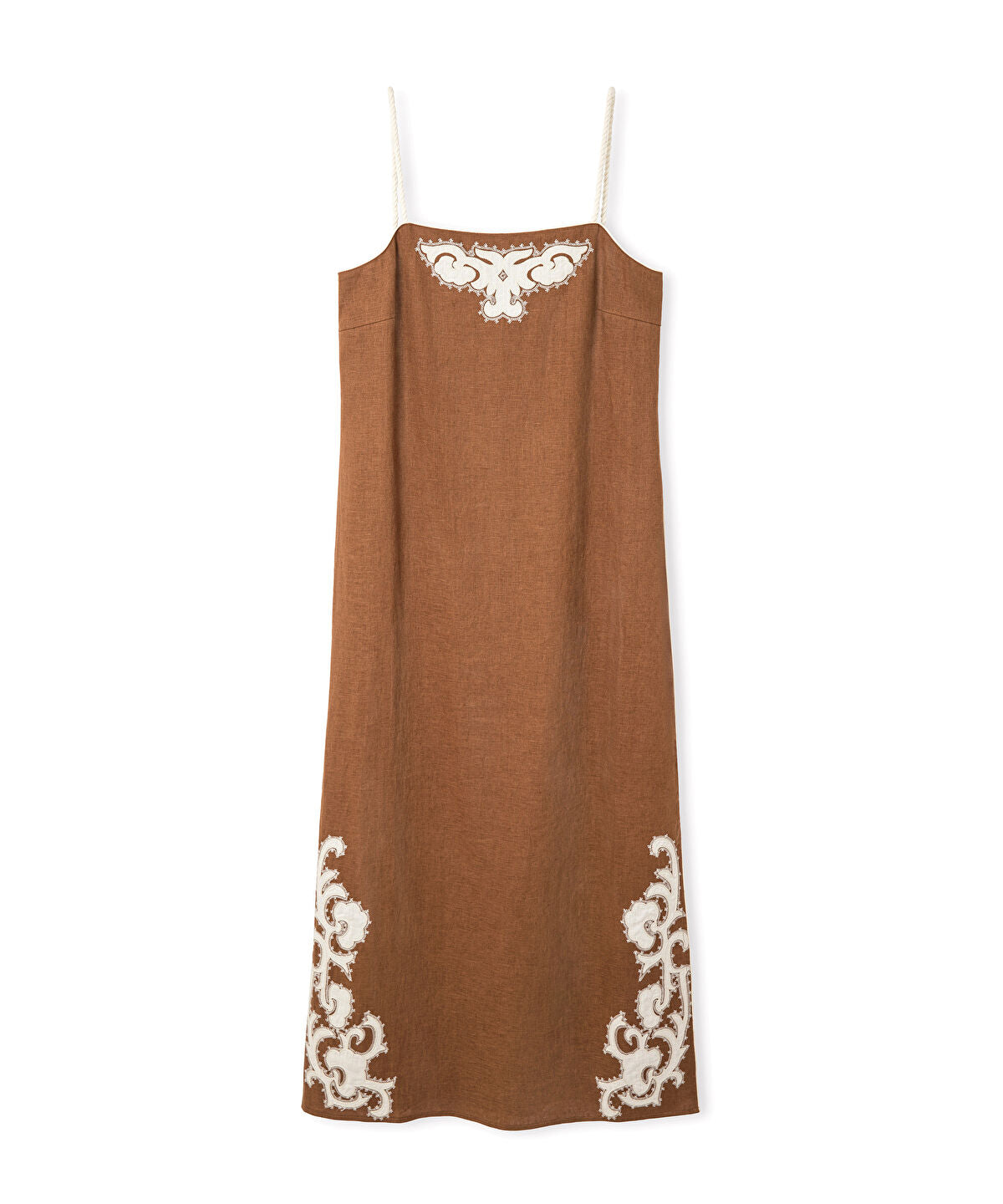 Contrast Applique Linen Dress