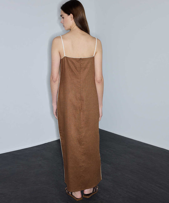 Contrast Applique Linen Dress