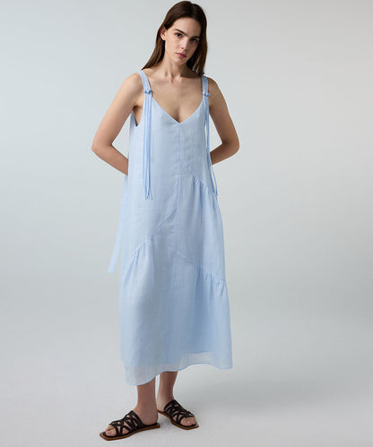 Tassel-Strap Linen Dress