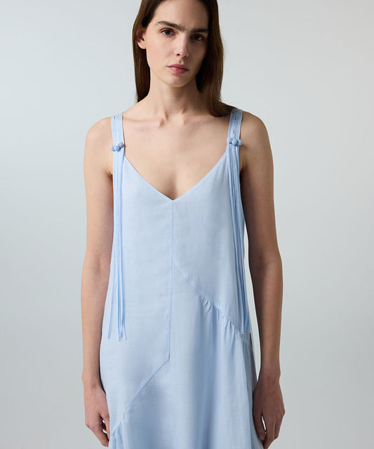 Tassel-Strap Linen Dress