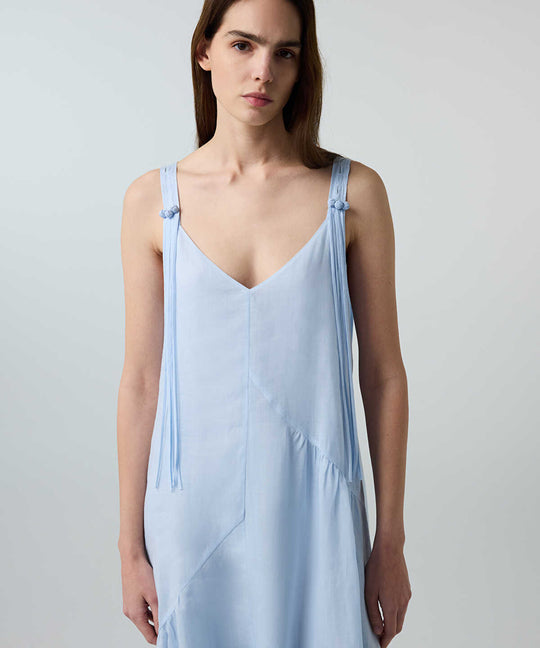 Tassel-Strap Linen Dress