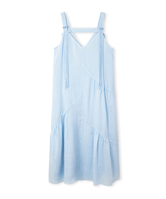 Tassel-Strap Linen Dress