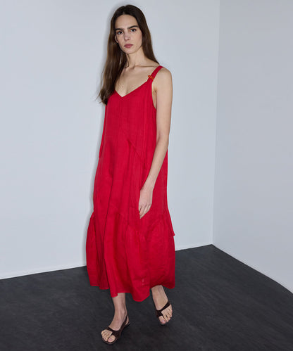 Tassel-Strap Linen Dress