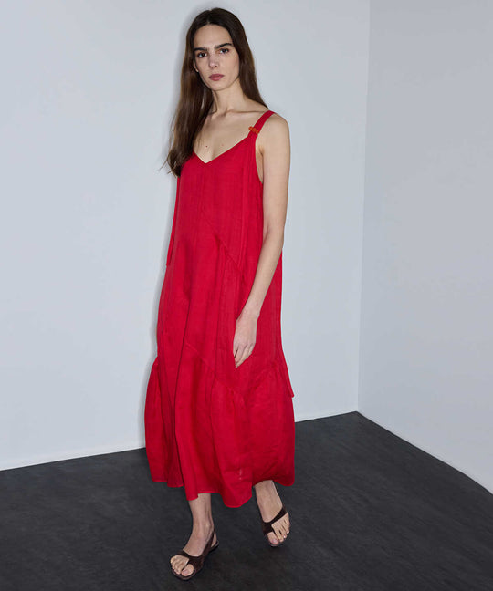 Tassel-Strap Linen Dress