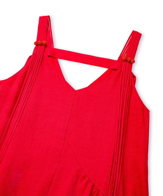 Tassel-Strap Linen Dress