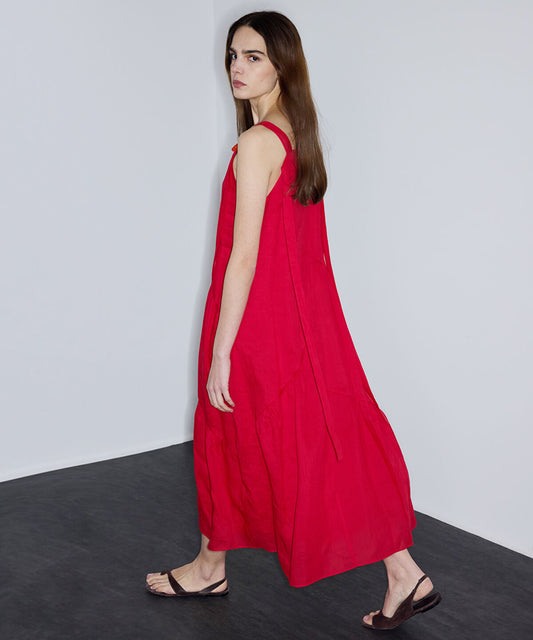 Tassel-Strap Linen Dress
