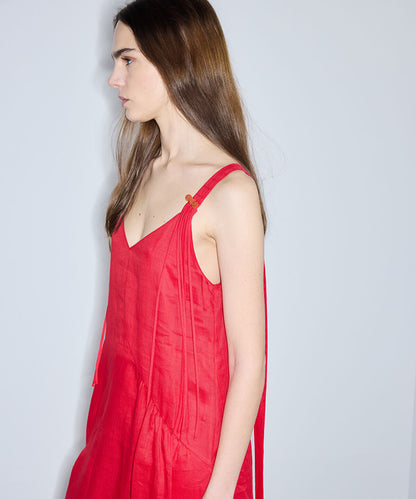 Tassel-Strap Linen Dress
