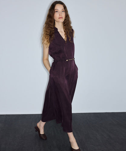 Belted Lyocell Blend Midi Dress
