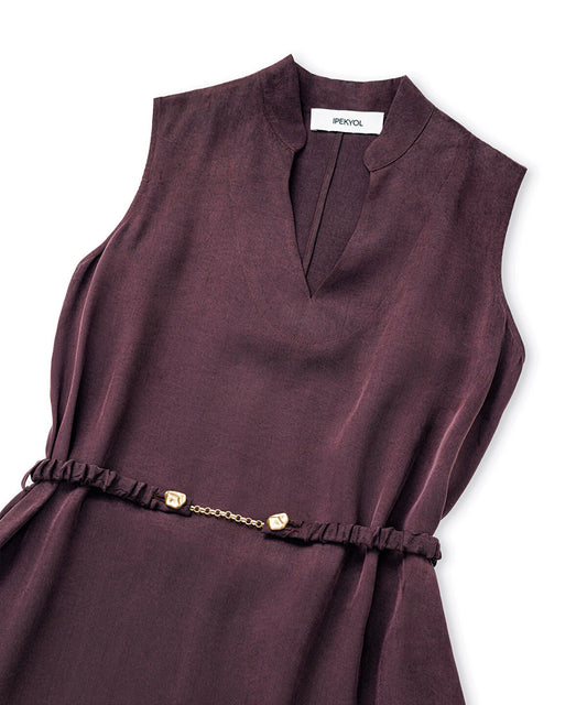 Belted Lyocell Blend Midi Dress