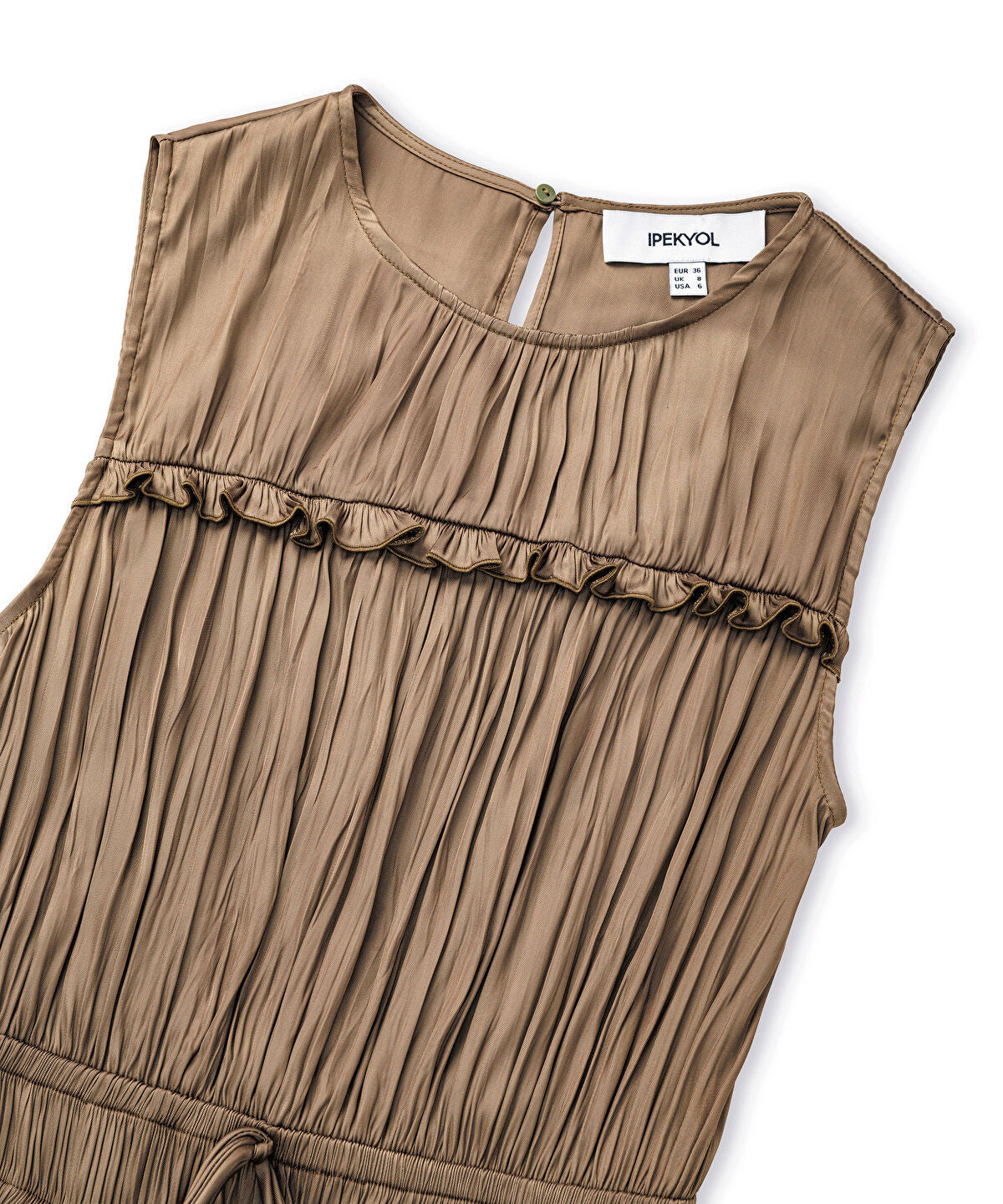Zoomed Satin-Effect Pleated Midi Dress