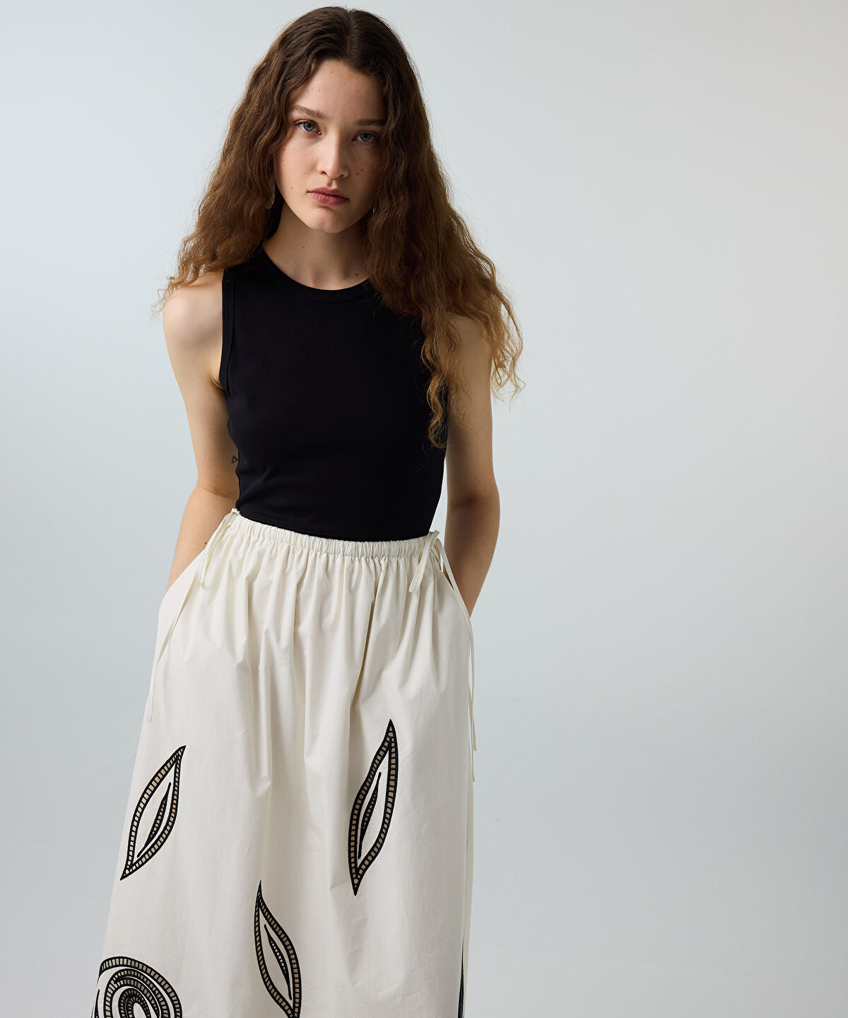 Zoomed Mixed-Media Embroidered Dress