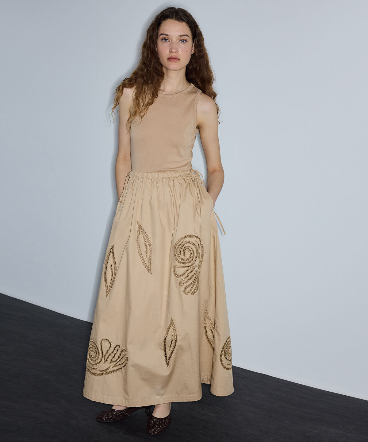 Zoomed Mixed-Media Embroidered Dress