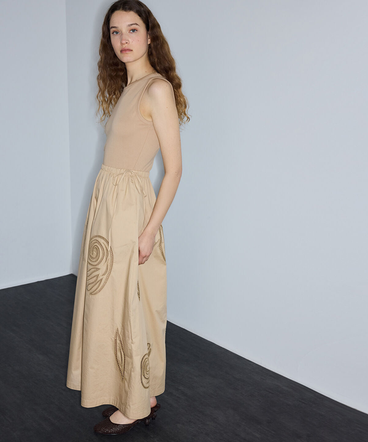 Zoomed Mixed-Media Embroidered Dress