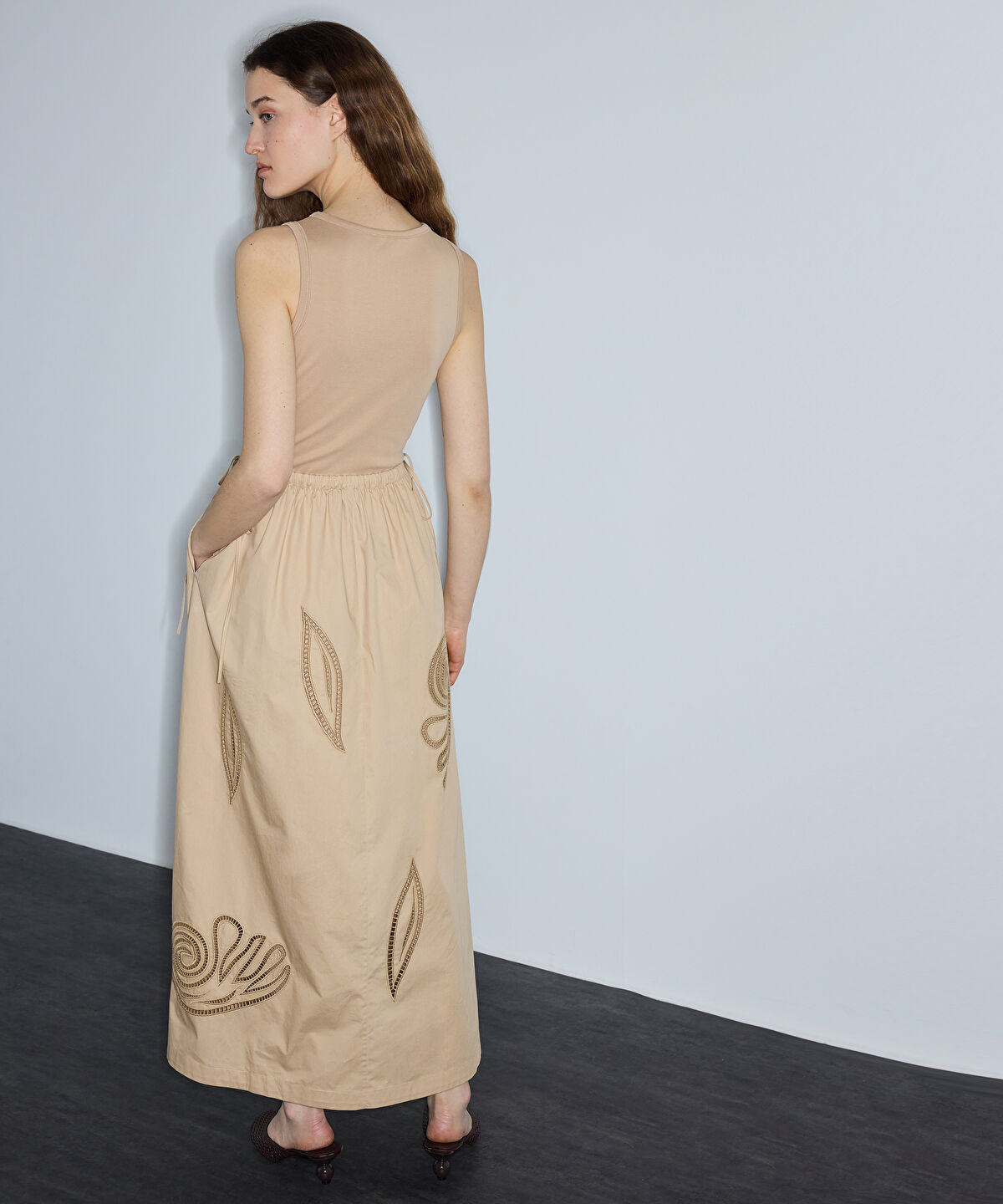 Zoomed Mixed-Media Embroidered Dress