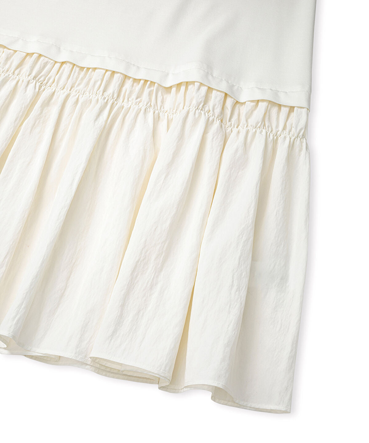 Zoomed Mixed-Media Ruffled Midi Dress