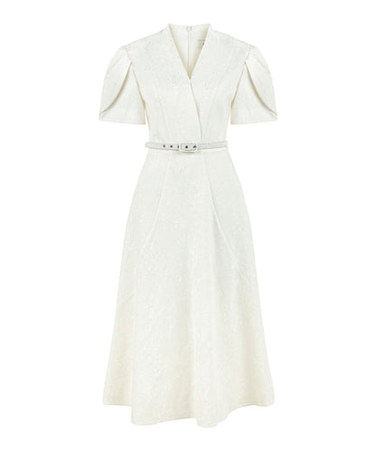 V-Neck Jacquard Dress