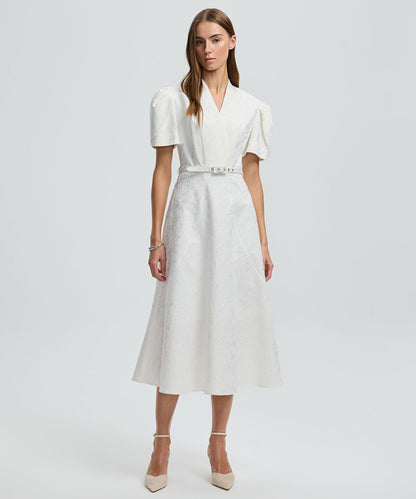 V-Neck Jacquard Dress