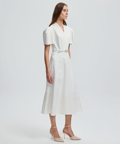 V-Neck Jacquard Dress
