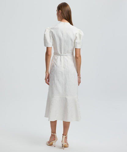 V-Neck Jacquard Dress