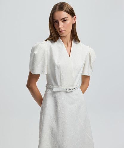 V-Neck Jacquard Dress