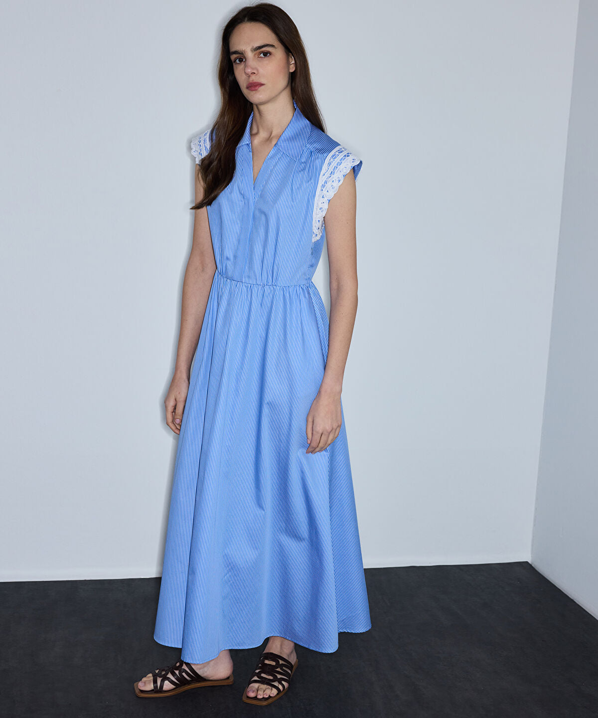 Zoomed Broderie-Trimmed Poplin Dress