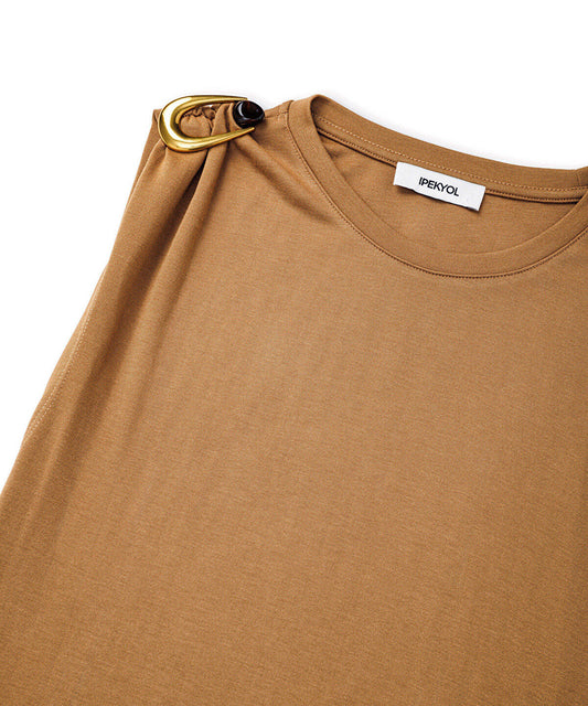 Metal-Accent Asymmetric Dress