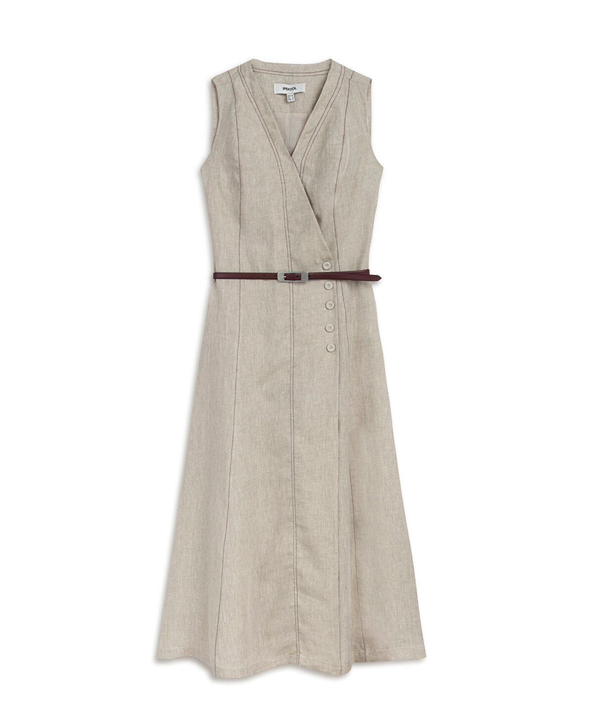 Zoomed Belted Linen Dress