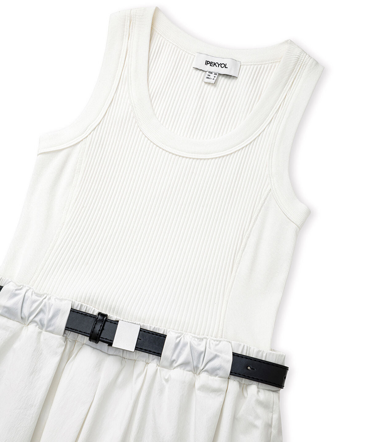 Mixed-Media Belted Dress