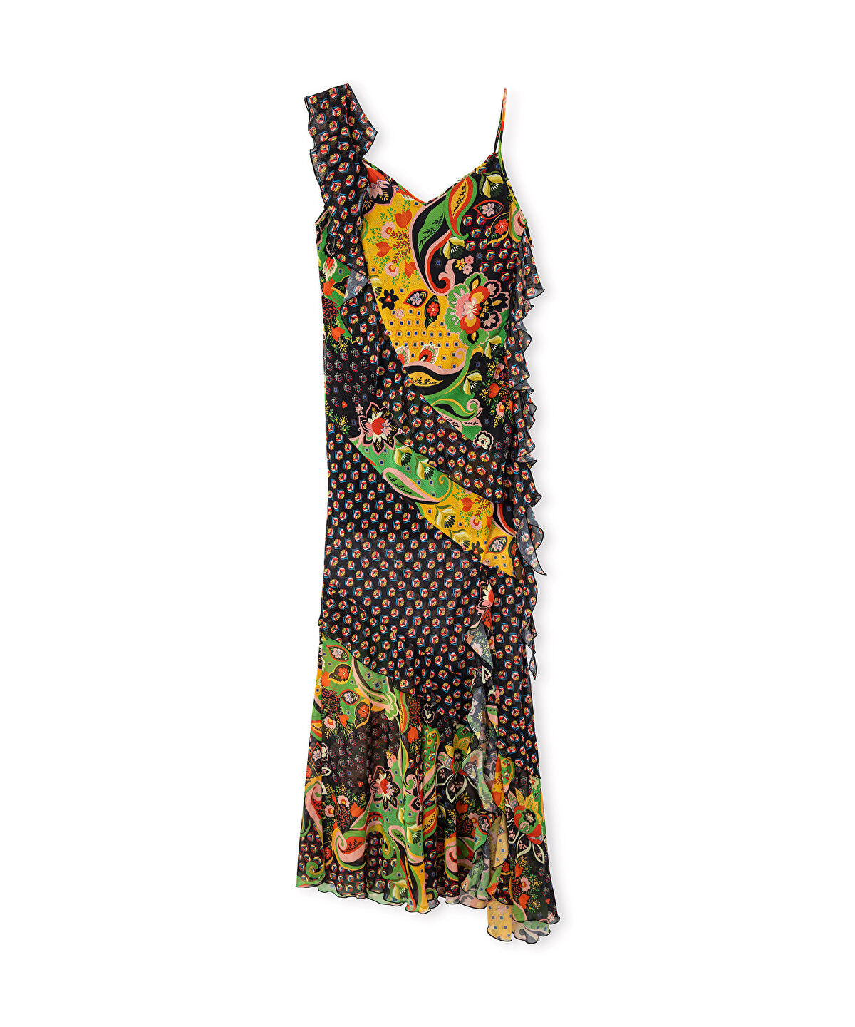 Printed Asymmetric Chiffon Dress