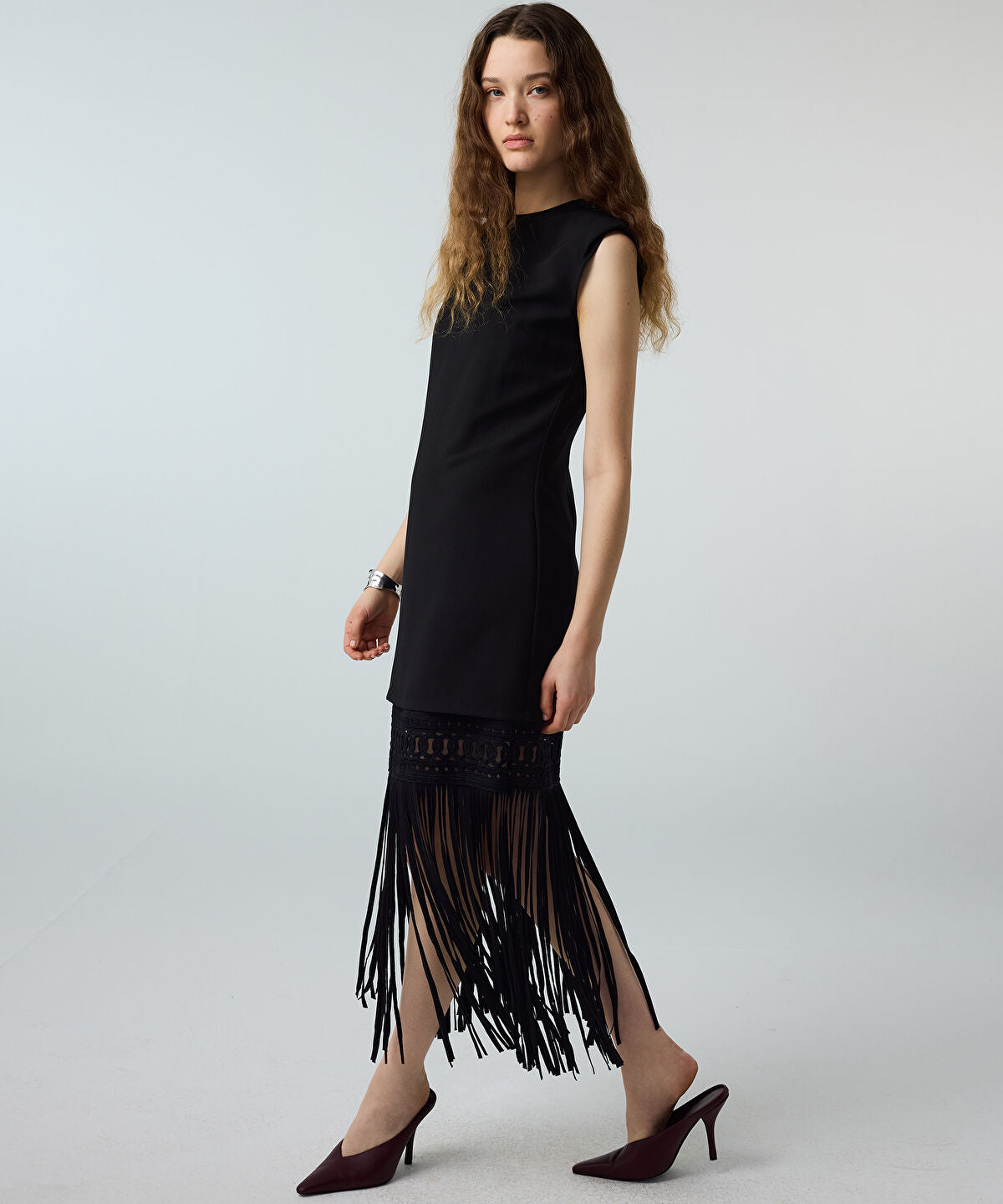 Zoomed Fringed Hem Dress