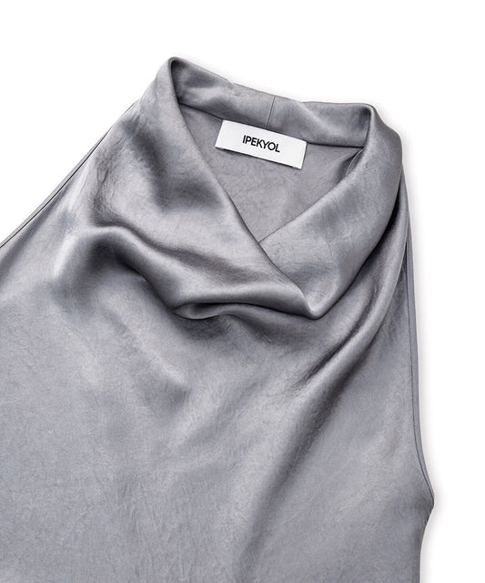 Metallic-Finish Halter Dress