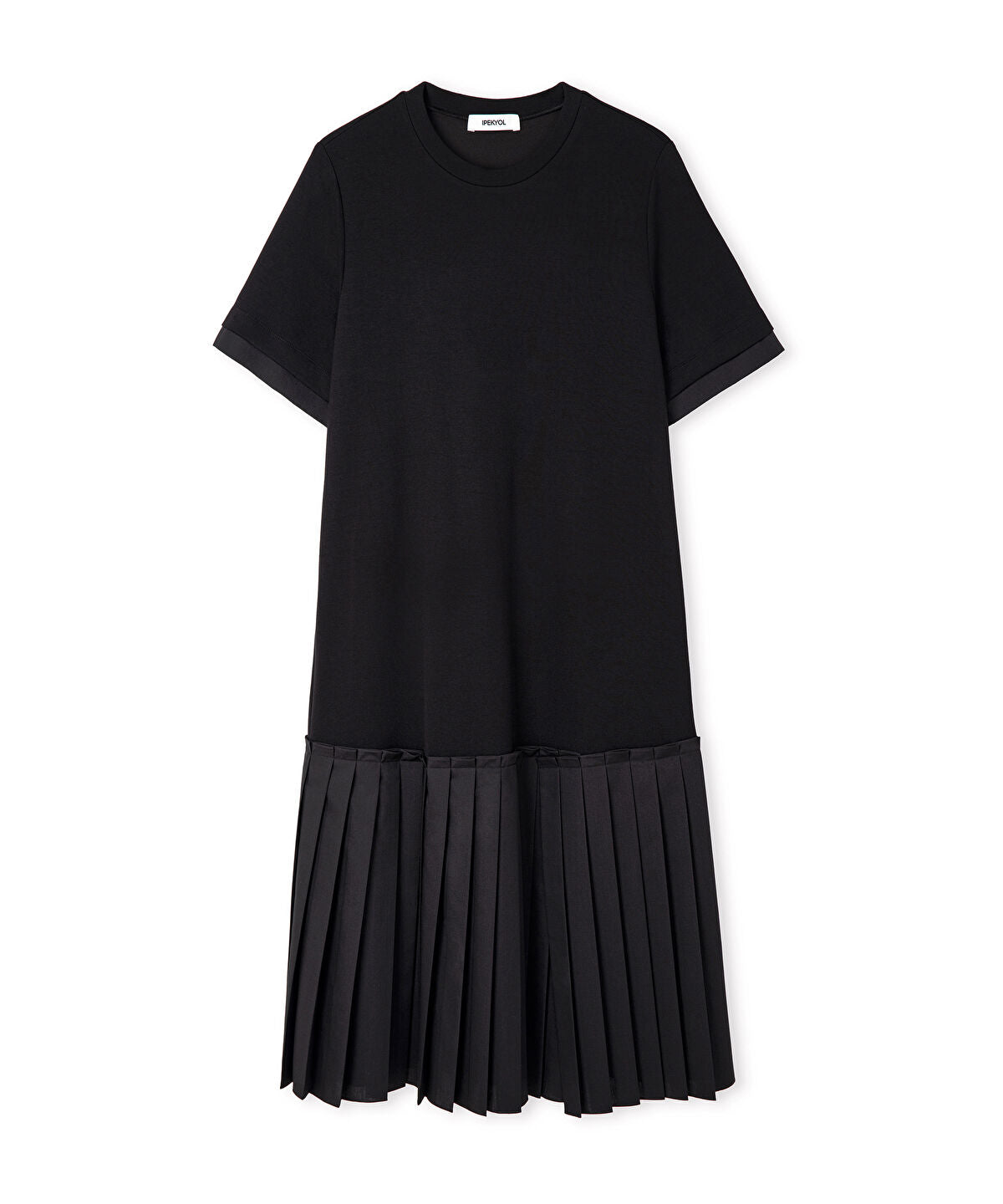 Zoomed Pleated Mixed-Media Dress