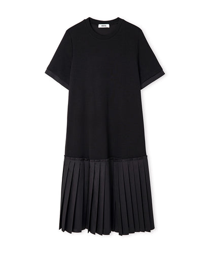 Pleated Mixed-Media Dress