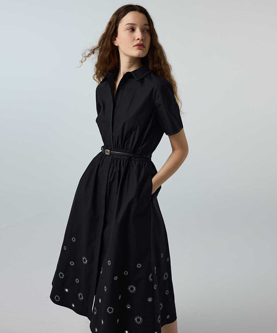 Embroidered Poplin Dress