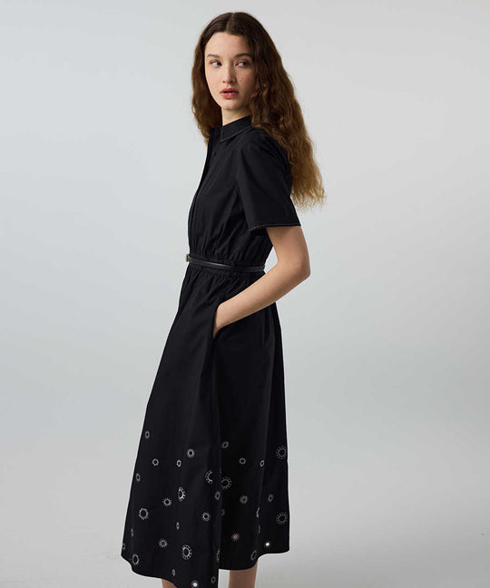 Embroidered Poplin Dress