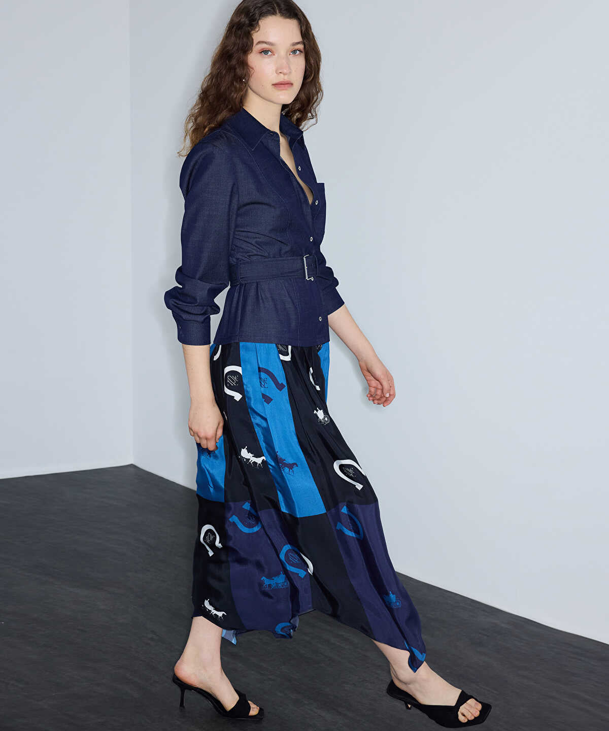 Zoomed Layered-Effect Belted Dress