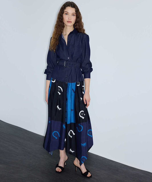 Layered-Effect Belted Dress