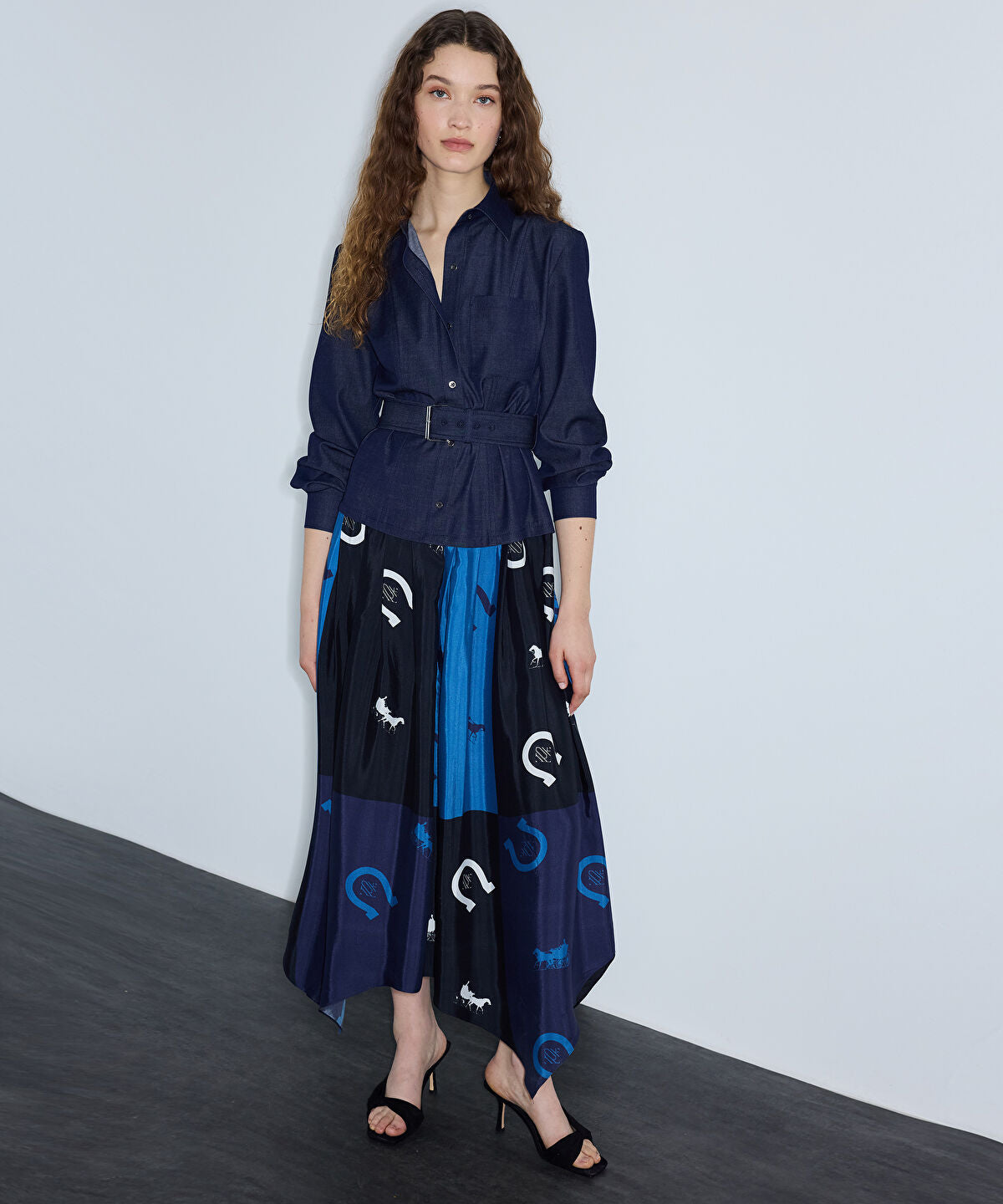 Zoomed Layered-Effect Belted Dress
