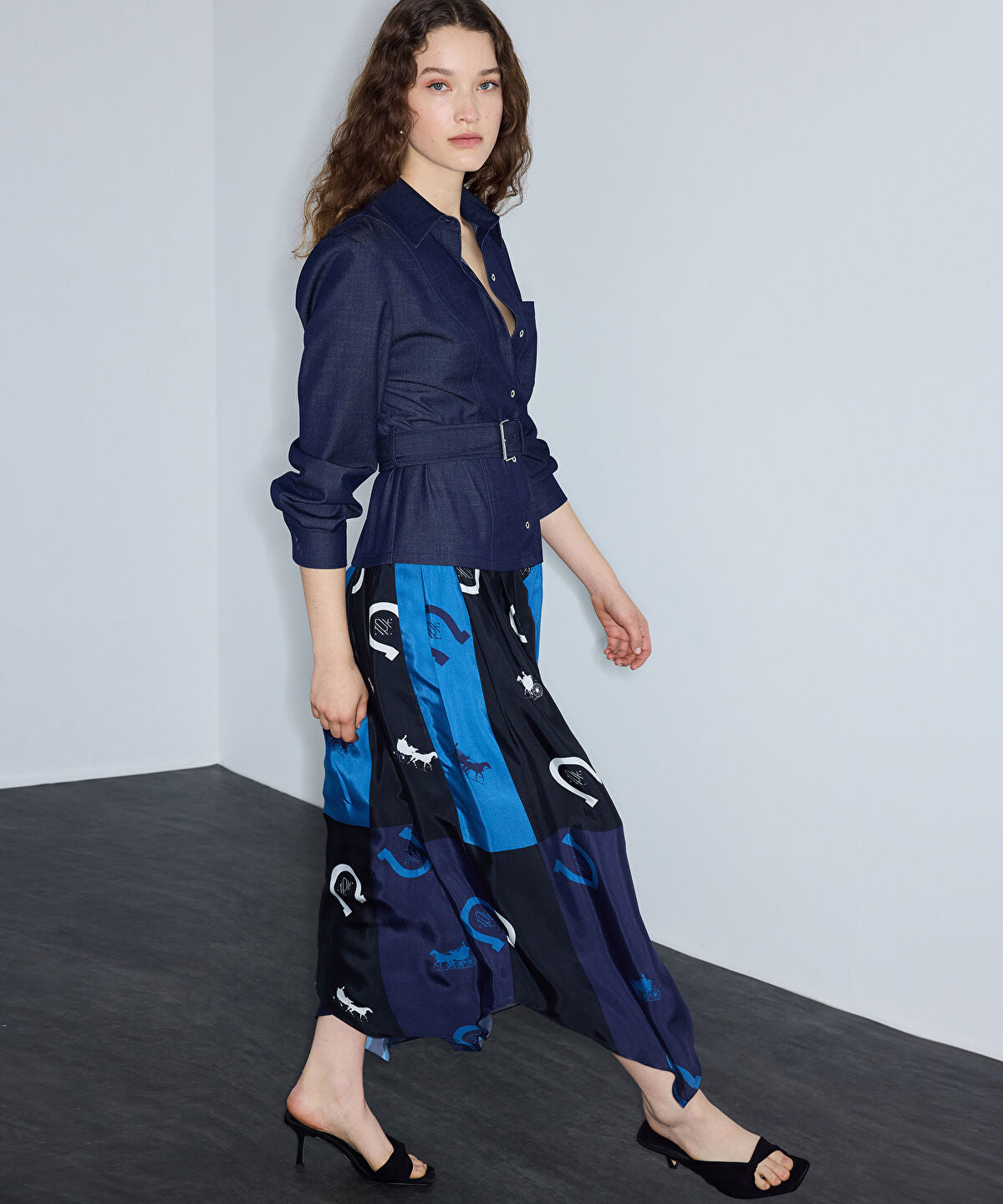Zoomed Layered-Effect Belted Dress