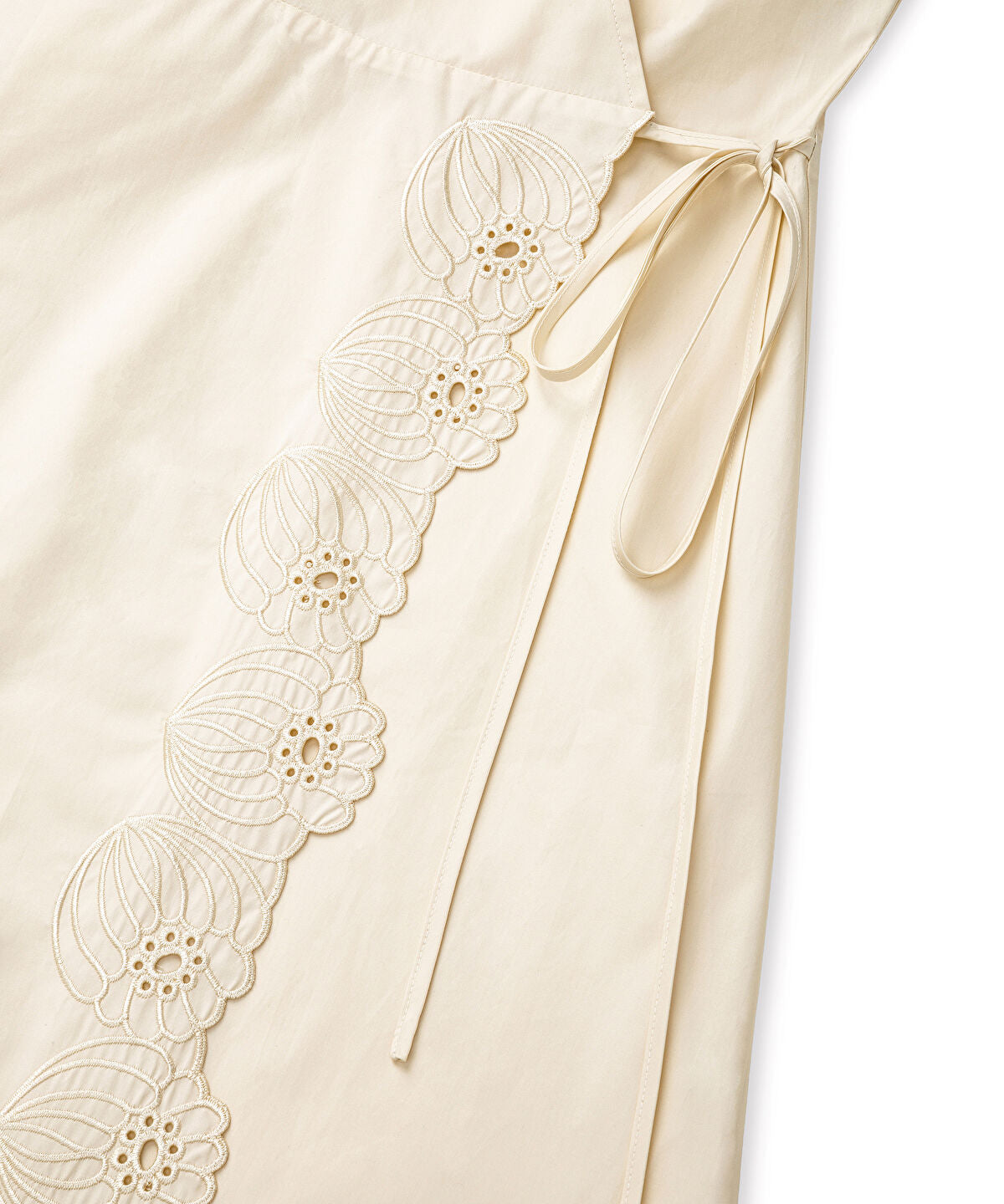 Zoomed Embroidered Wrap Poplin Dress