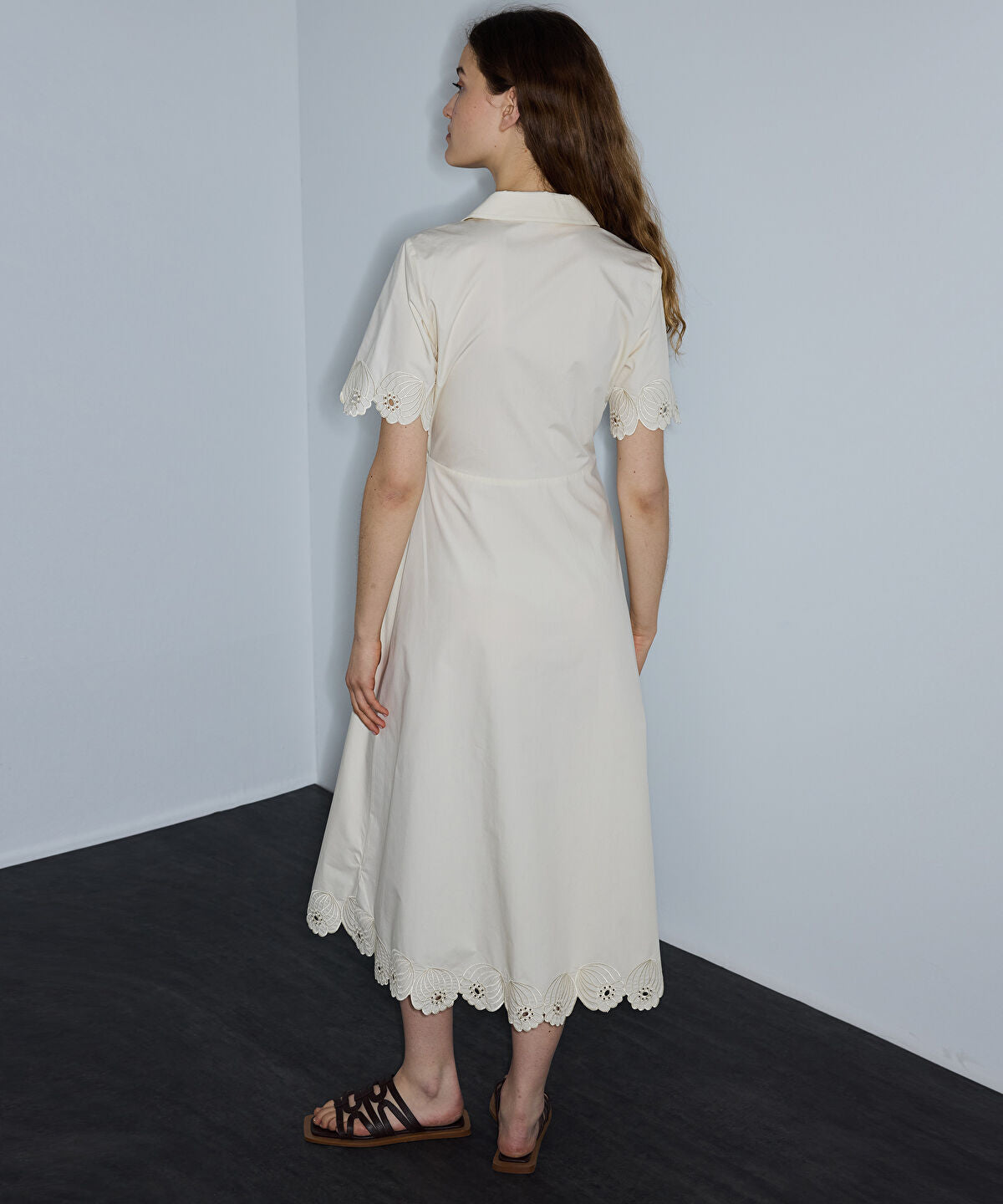Zoomed Embroidered Wrap Poplin Dress