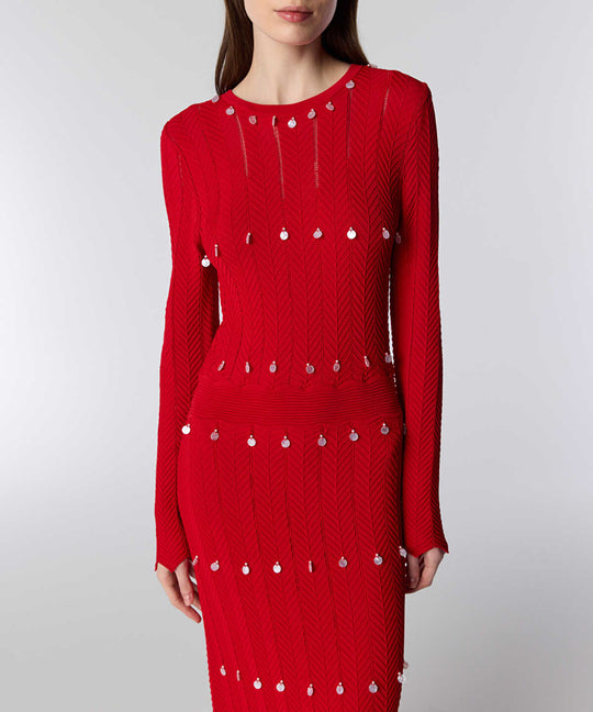 Sequin-Embellished Knit Dress