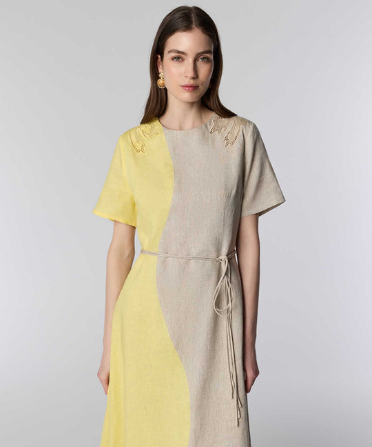 Embroidered Color-Block Dress