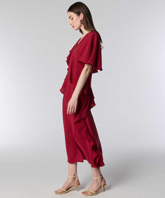 Diagonal Ruffle Midi Dress