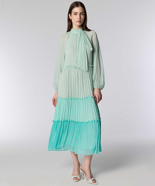 Ruffle-Trim Chiffon Midi Dress
