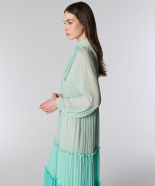 Ruffle-Trim Chiffon Midi Dress