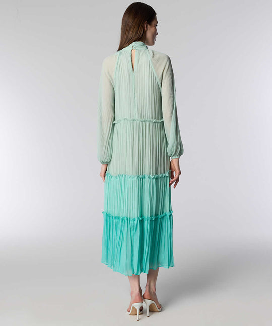 Ruffle-Trim Chiffon Midi Dress