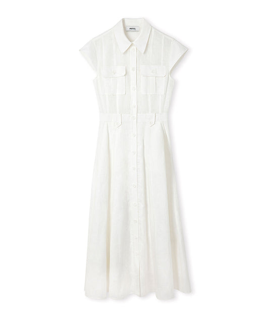 Button-Accented Linen Dress