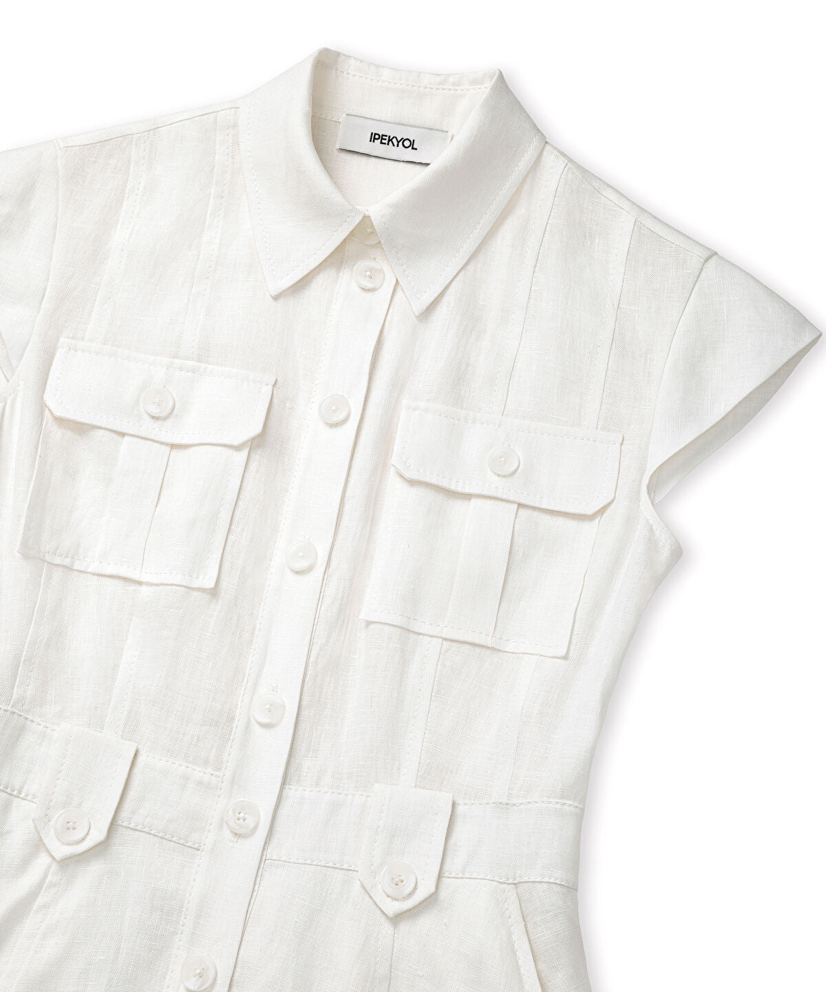 Zoomed Button-Accented Linen Dress