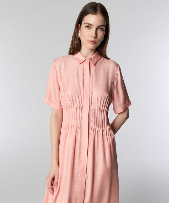 Pintuck-Waist Shirt Dress